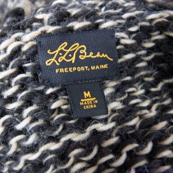 L.L. Bean women's wool blend black and beige cowl neck sweater, M‎ - Picture 15 of 16